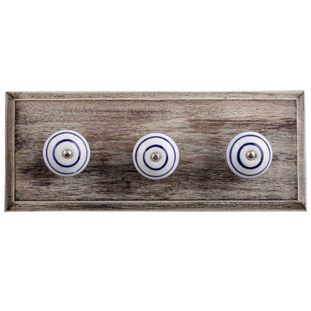 White Navy Blue Wooden Hooks